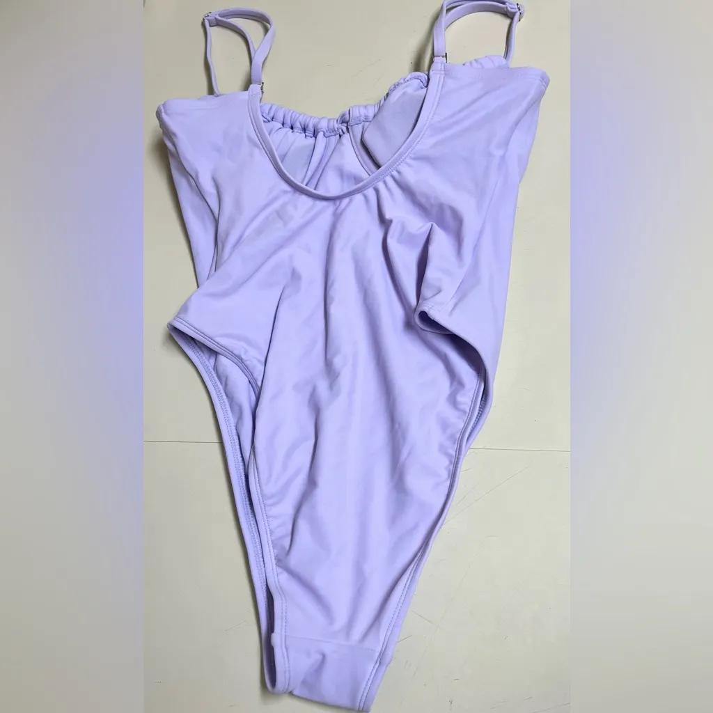 Wild Fable Women's High Leg Extra Cheeky Purple One Piece Swimsuit - Small - NWT - Image 4