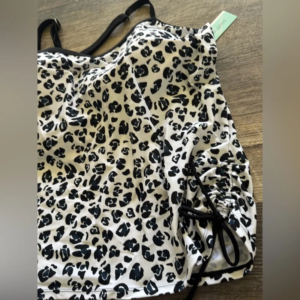 SOUTH POINT Plus Size Animal Print bathing Swim swimsuit Tankini short set 22W Black - Image 2