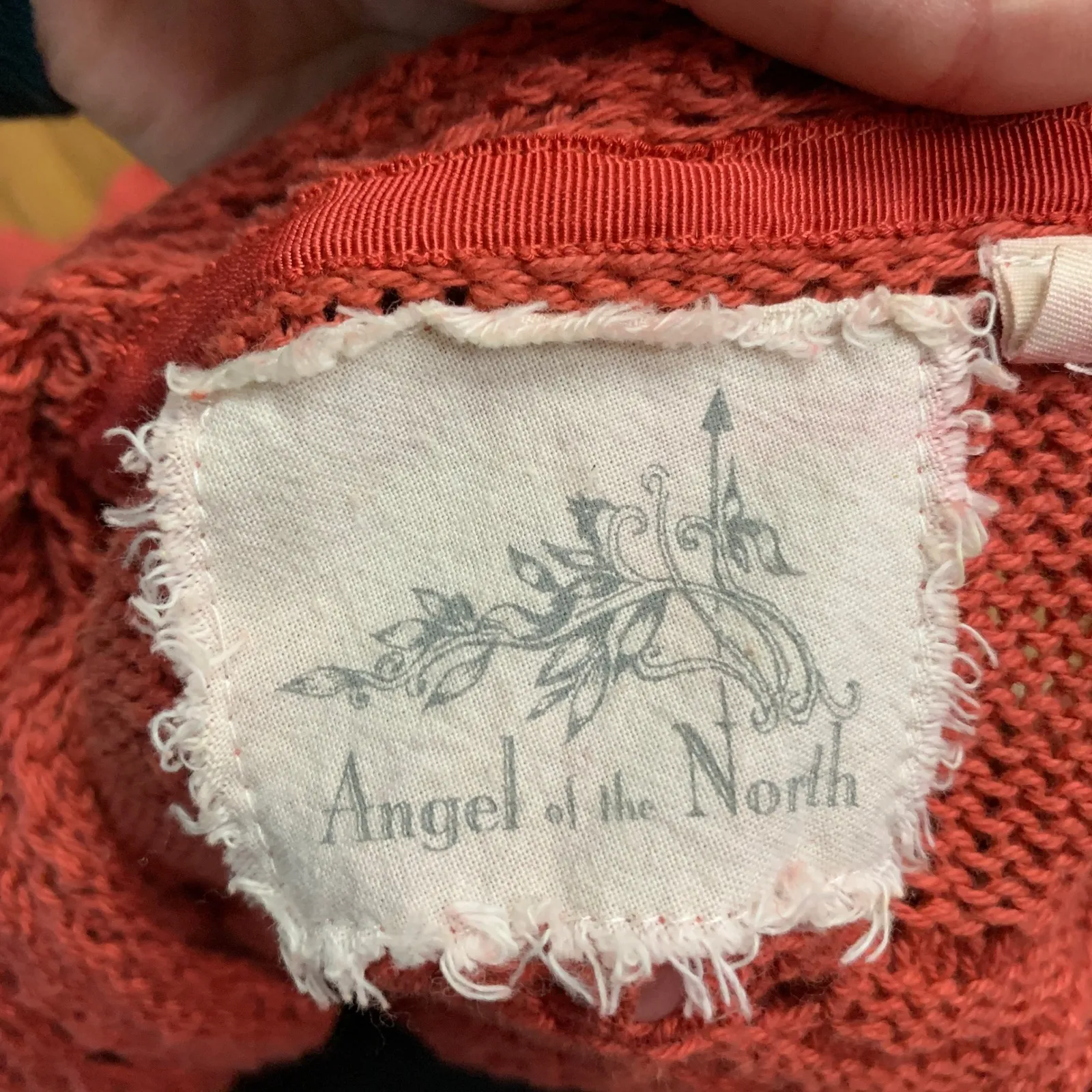 Angel of the North Coral Knit Cardigan Duster Open Front Sweater‎ Womens Size XS Red - Image 5