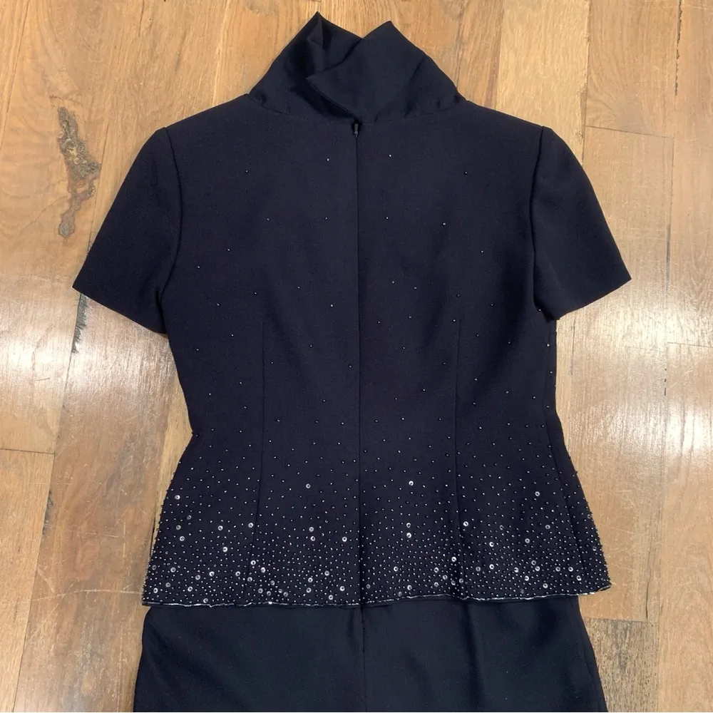 Talbots Petite Sequin Navy Blue Sequin Dress Size 2 - Image 10