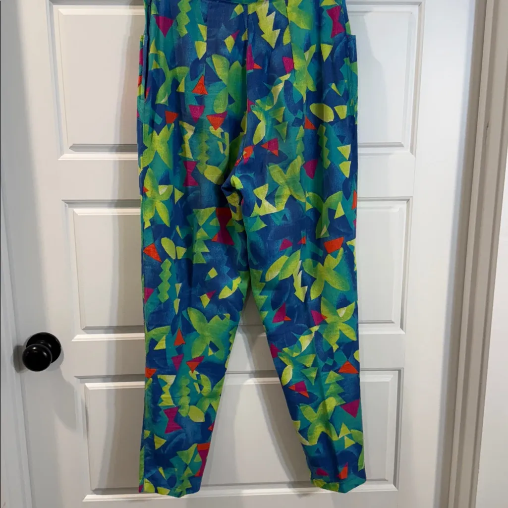 1980s Esprit Sport postmodern print rayon trousers, Vintage 9/10 - Image 5