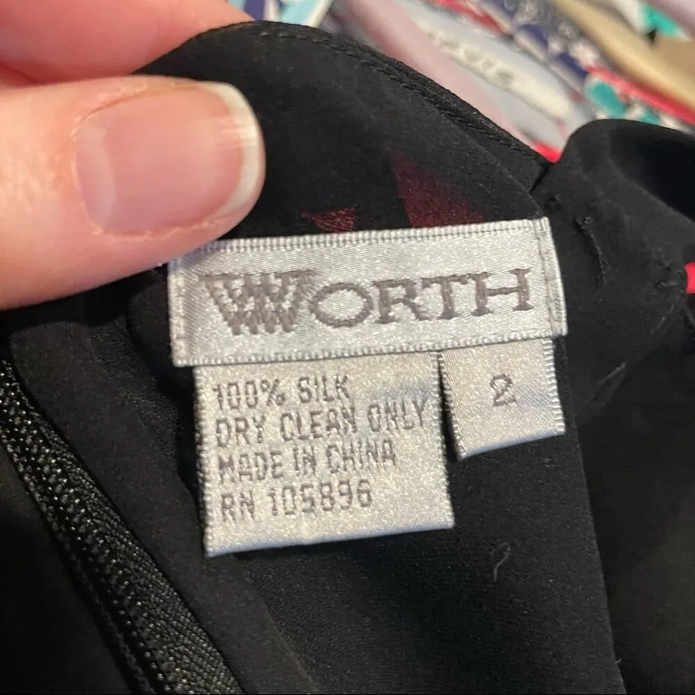 Worth Black Silk Camisole Tank Crop Top Womens 2 Tank Blouse Layering Luxury - Image 3