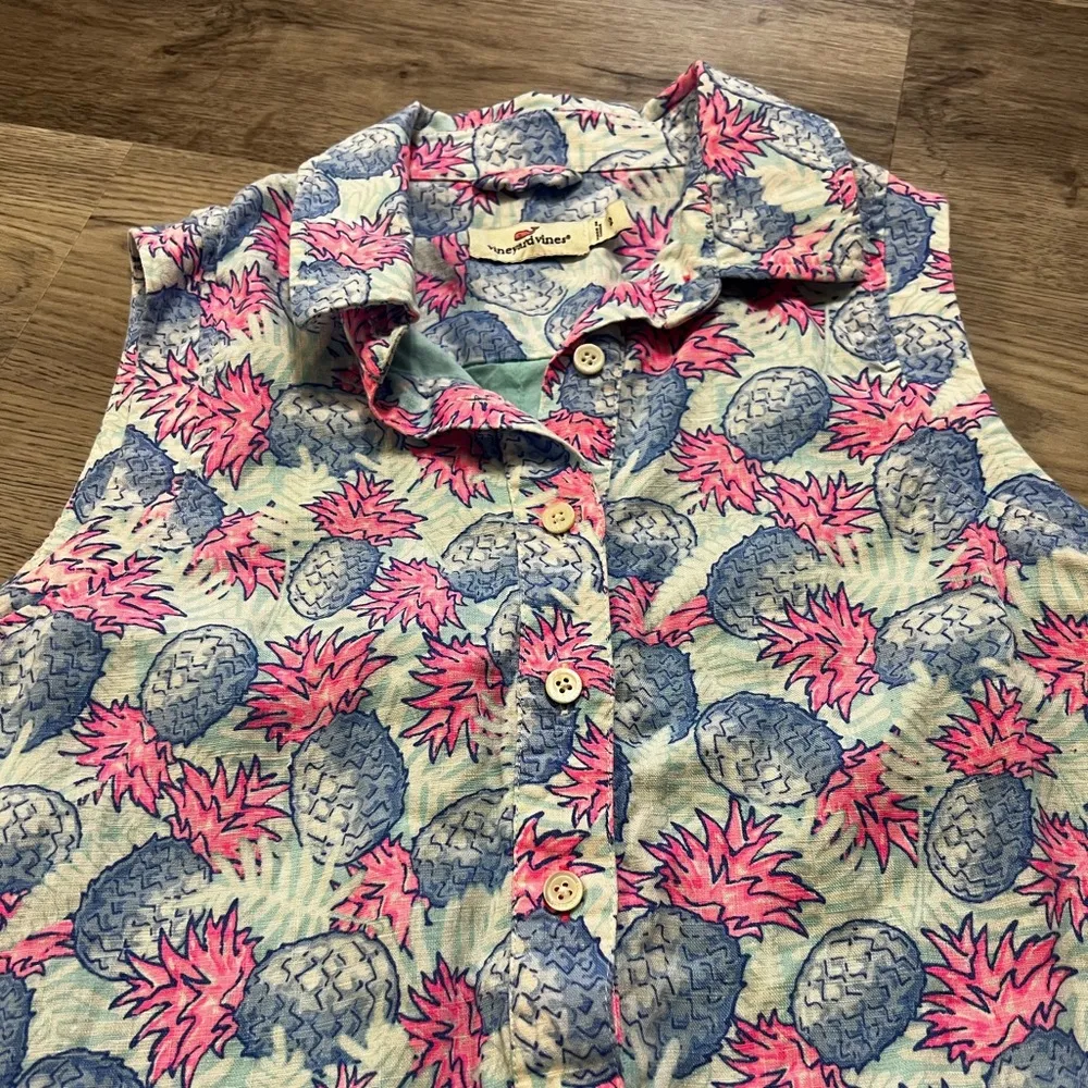 Vineyard Vines Pineapple Print Shirt Dress, sz 2 - Image 4