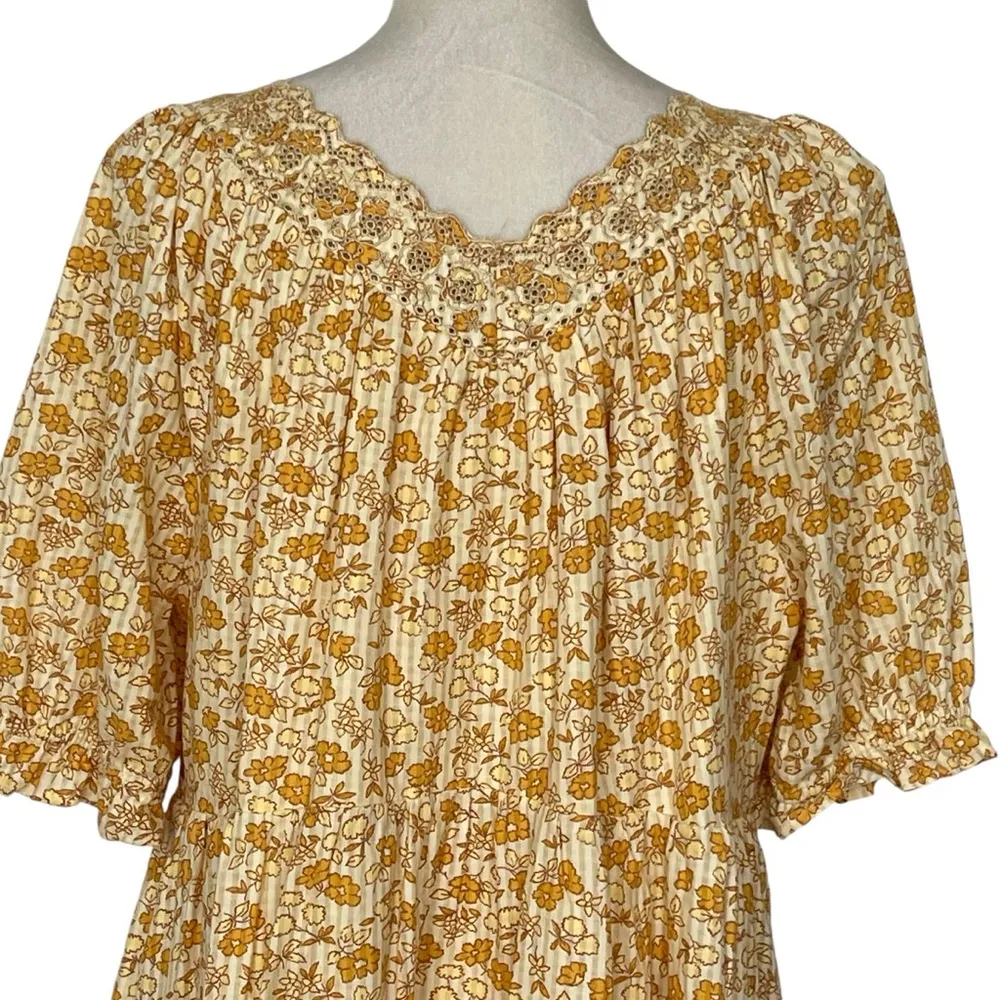 Eyelet Trim Tiered Mini Dress Women’s Size L Piccola Floral Transition - Image 7