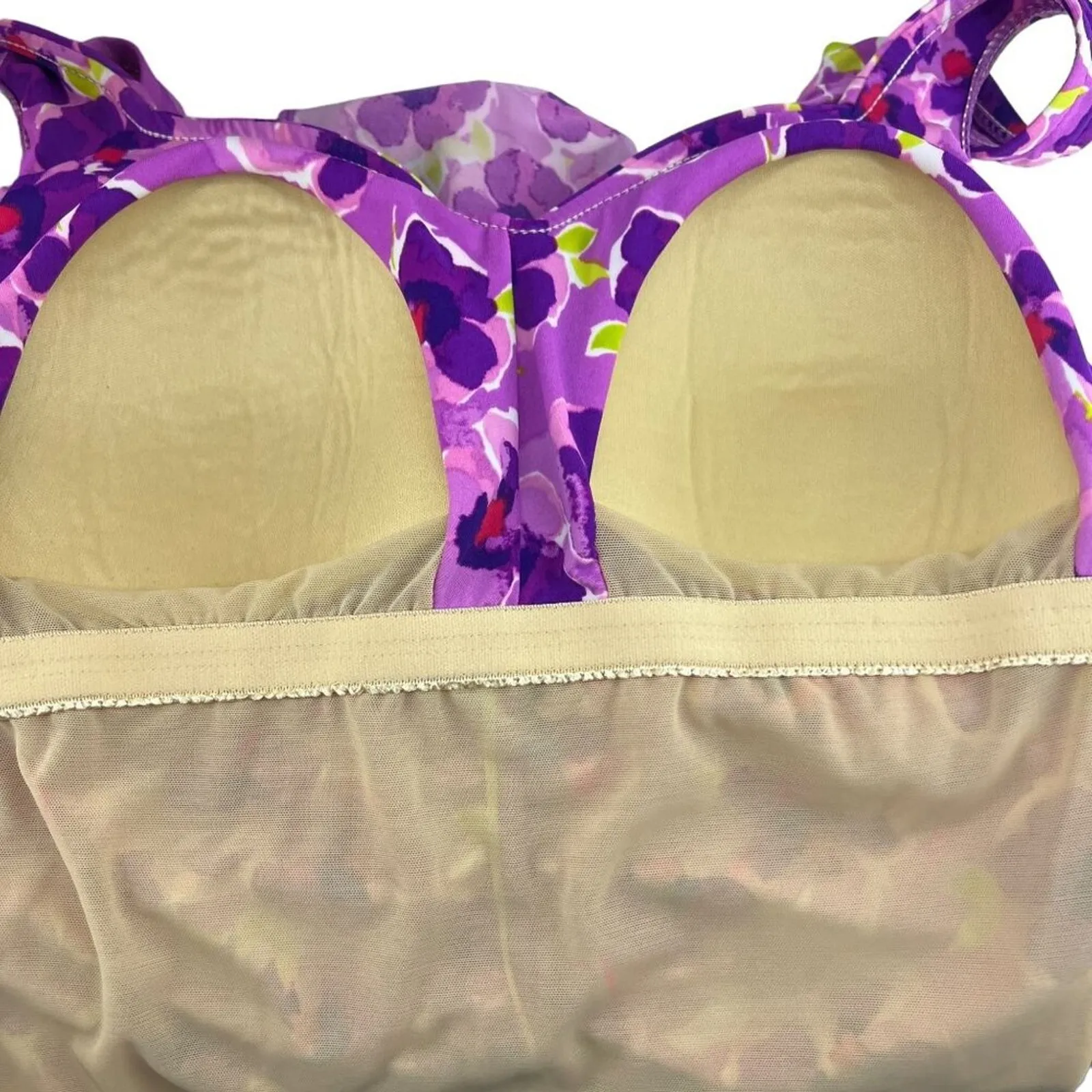 Maxine Of Hollywood Spa Shirred Girl Leg One Piece Swimsuit Purple Floral Size 1 - Image 2