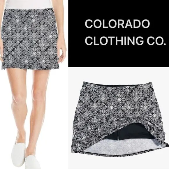 Tranquillity by Colorado Clothing black and white print active skirt size large - Image 2
