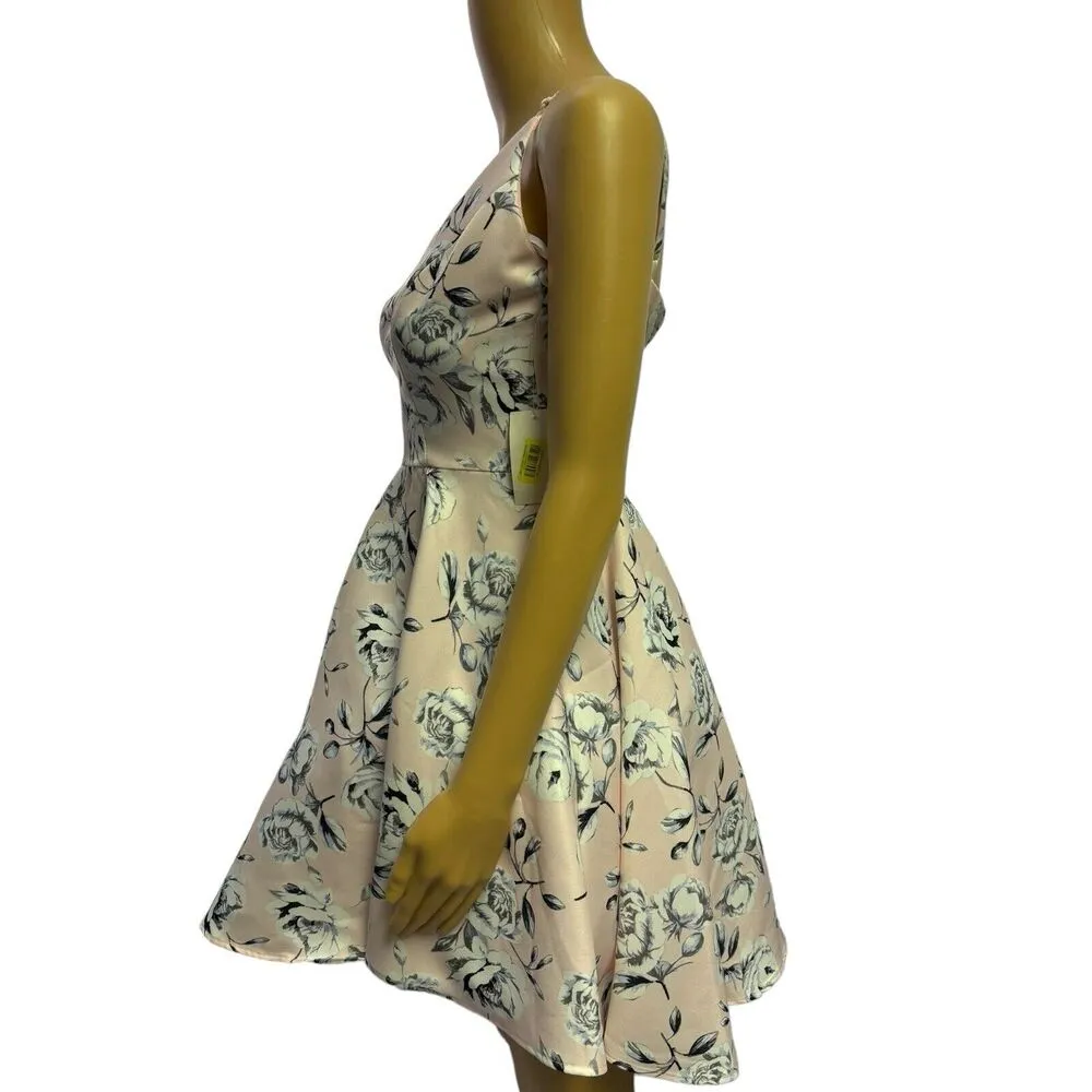 NWT B. Darlin Pink Floral Fit & Flare Puff Skirt 50s Housewife Dress Size 4 - Image 4