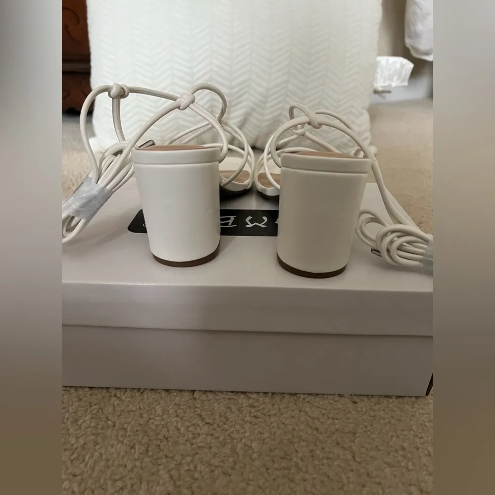 White Strappy Block Heel Sandals - Image 4