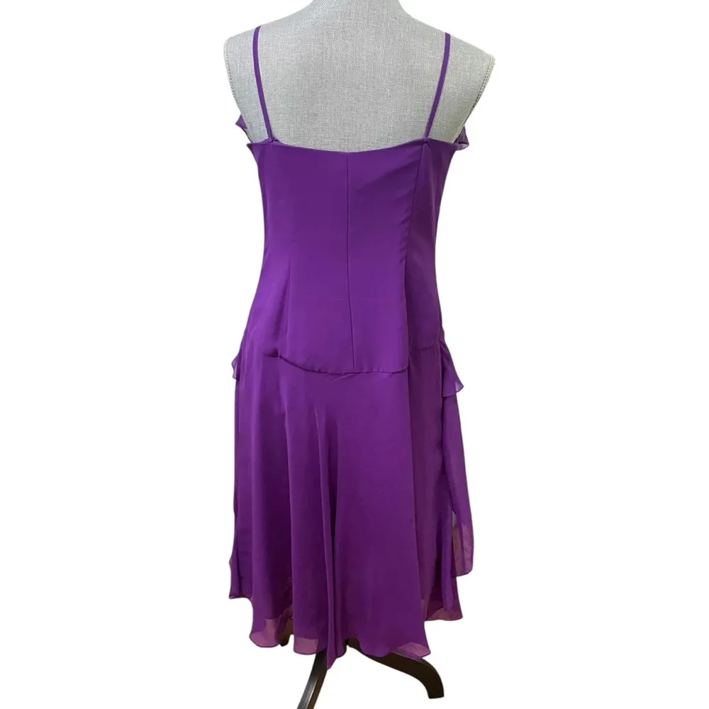 Spenser Jeremy 100% Silk Purple Ruffle Midi Dress Women’s Sz. 8, 90’s, Y2K, VTG - Image 5