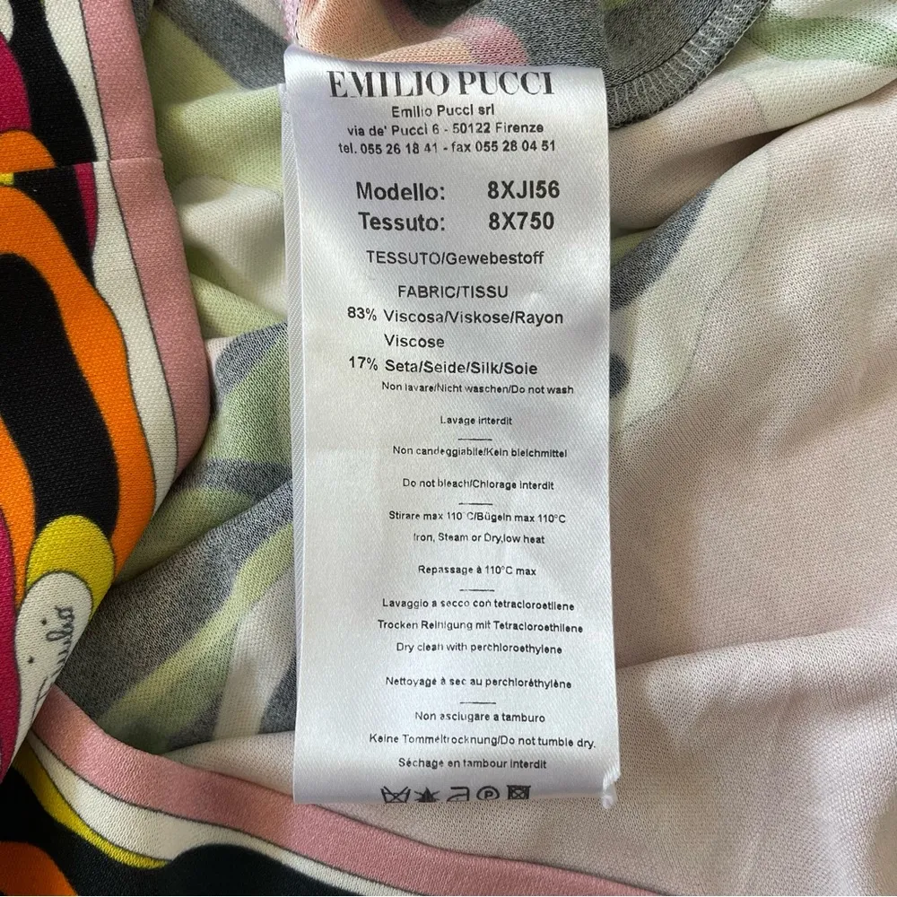 Emilio Pucci Womens Floral Dress Pink Green Black Sleeveless Size US 10 - Image 8