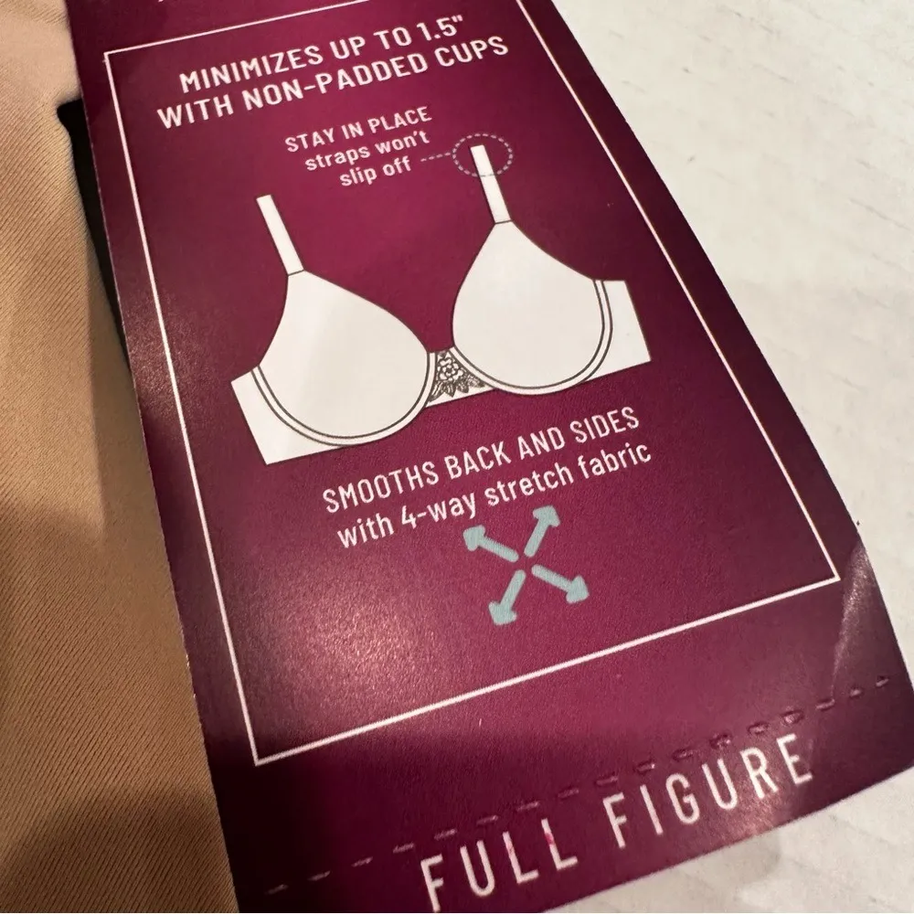 Vanity Fair Beauty Back Minimizer Bra Women's 42C Damask Neutral Feminine NWT - Image 7
