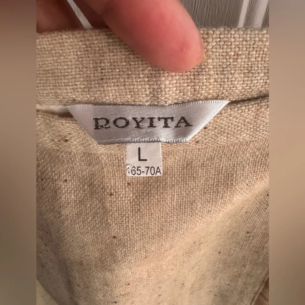 ROYITA Beige Wool Skirt SIZE L – Classic Minimalist Office Style Tan Size L - Image 2