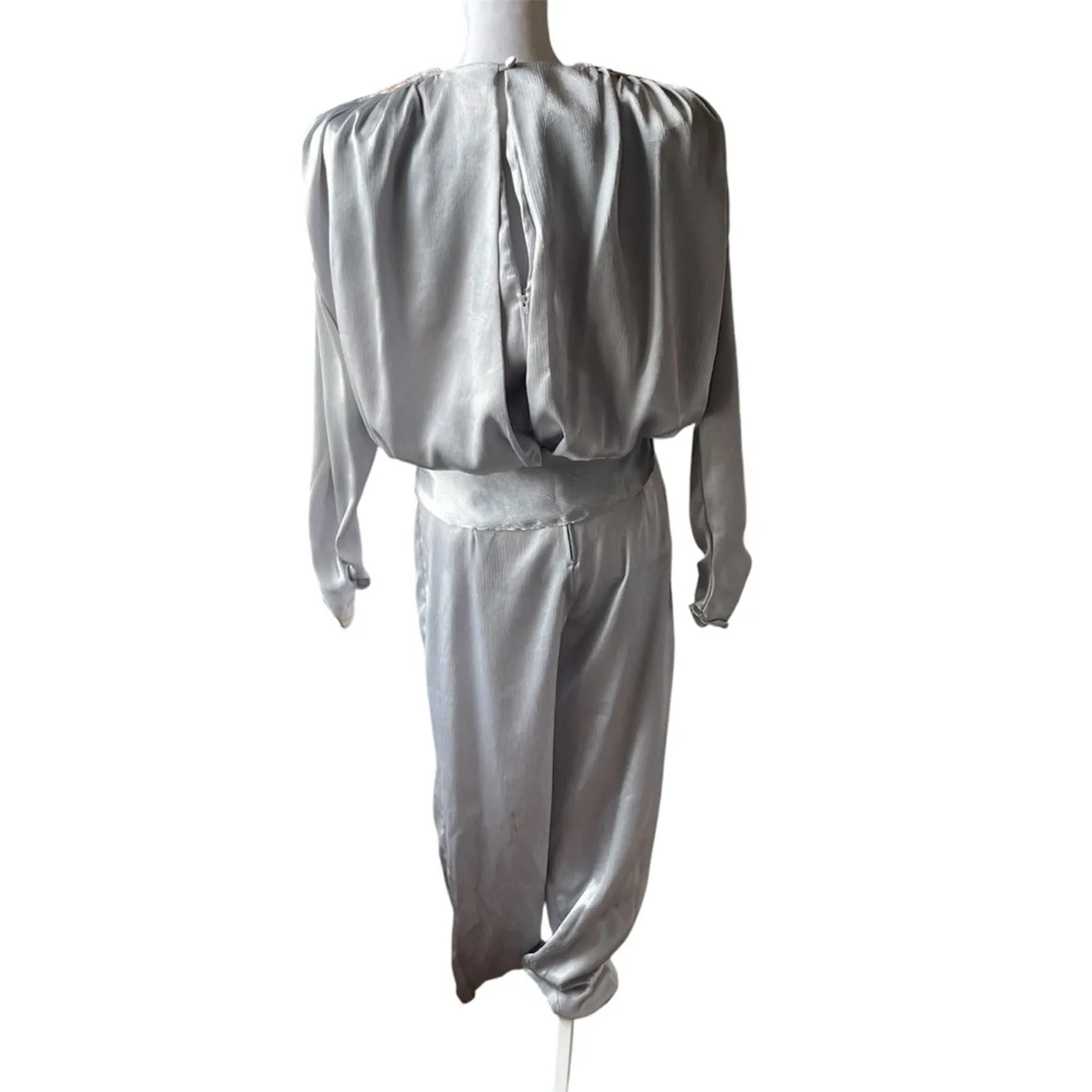 Vintage 80s Silver Beaded Jumpsuit size 8 - Image 8