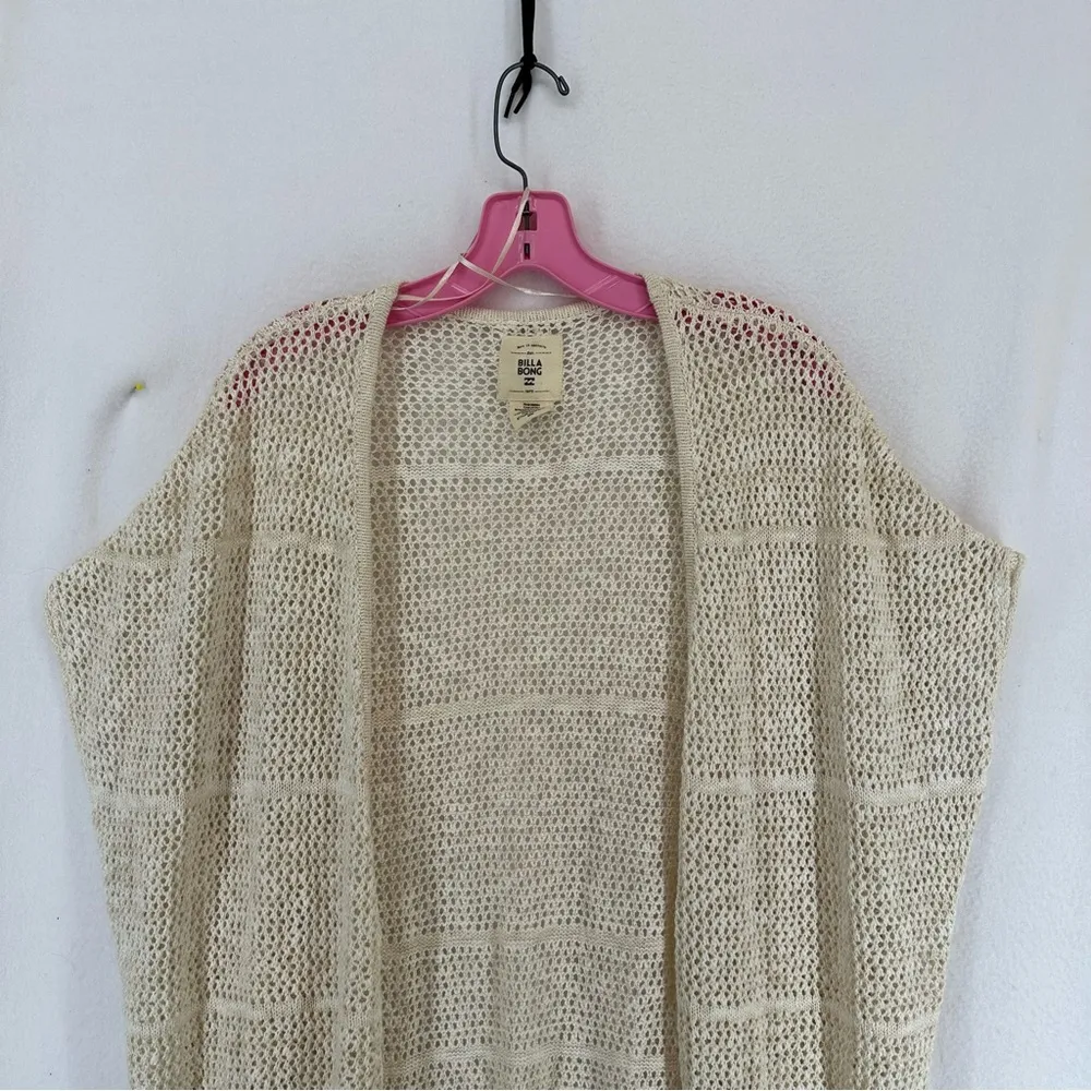 Billabong Open Knit Fridge Long Cardigan Women’s Medium Beige - Image 2