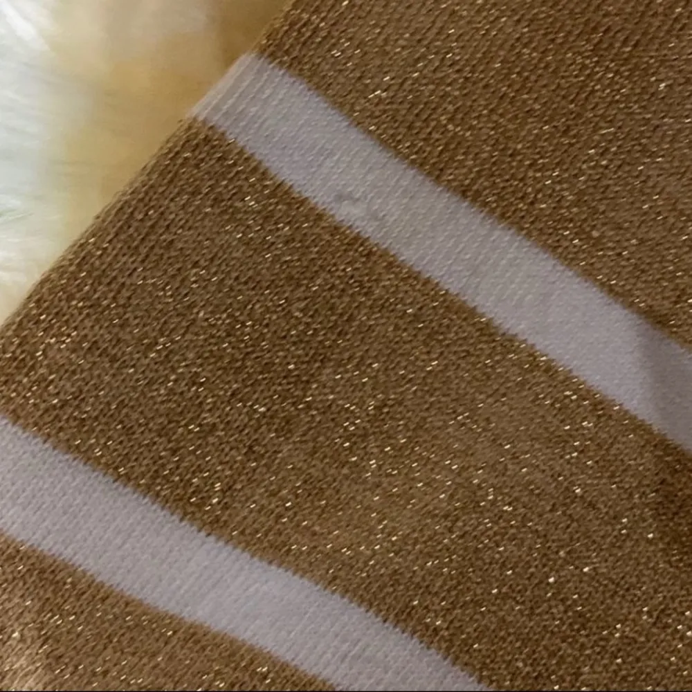 White and Gold Sparkling Stretch Evening  Dress with 3/4  Sleeves - Image 3