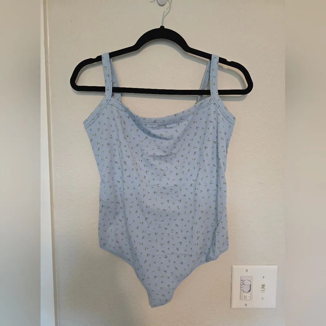 SKIMS Light Blue Floral Bodysuit - Image 3