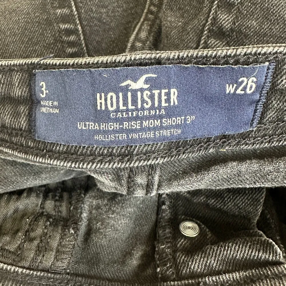 Hollister Shorts Womens 26 Black Stretch High Rise Distressed Hem Y2K Grunge - Image 4