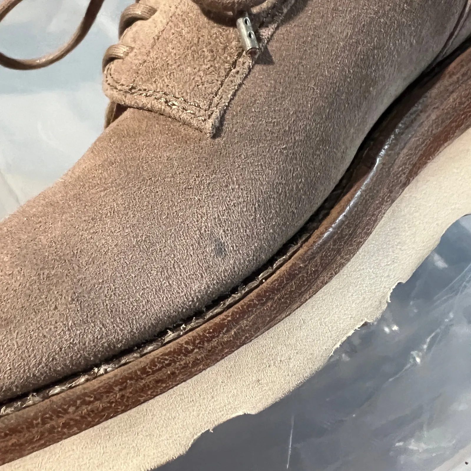 The Office of Angela Scott Mr. Derby Taupe Suede Anthropologie Gray Size 7.5 - Image 6