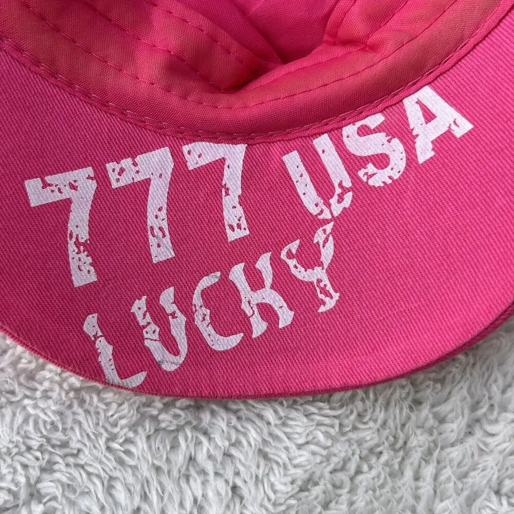 Nassau Bahamas Hat Cap Hot Pink White Silver 777 Lucky USA Adjustable Spellout - Image 11