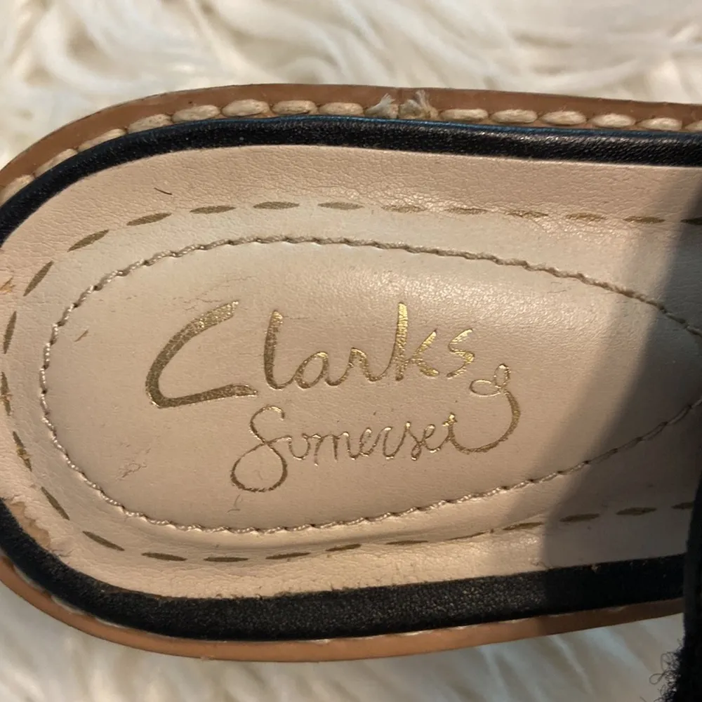 CLARK SOMERSET LEATHER shoes size 9 excellent condition color black - Image 4
