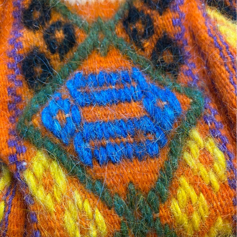 Vintage 1970s Handwoven Sheep Wool Bohemian Hippie Bag Made In Greece - Image 6