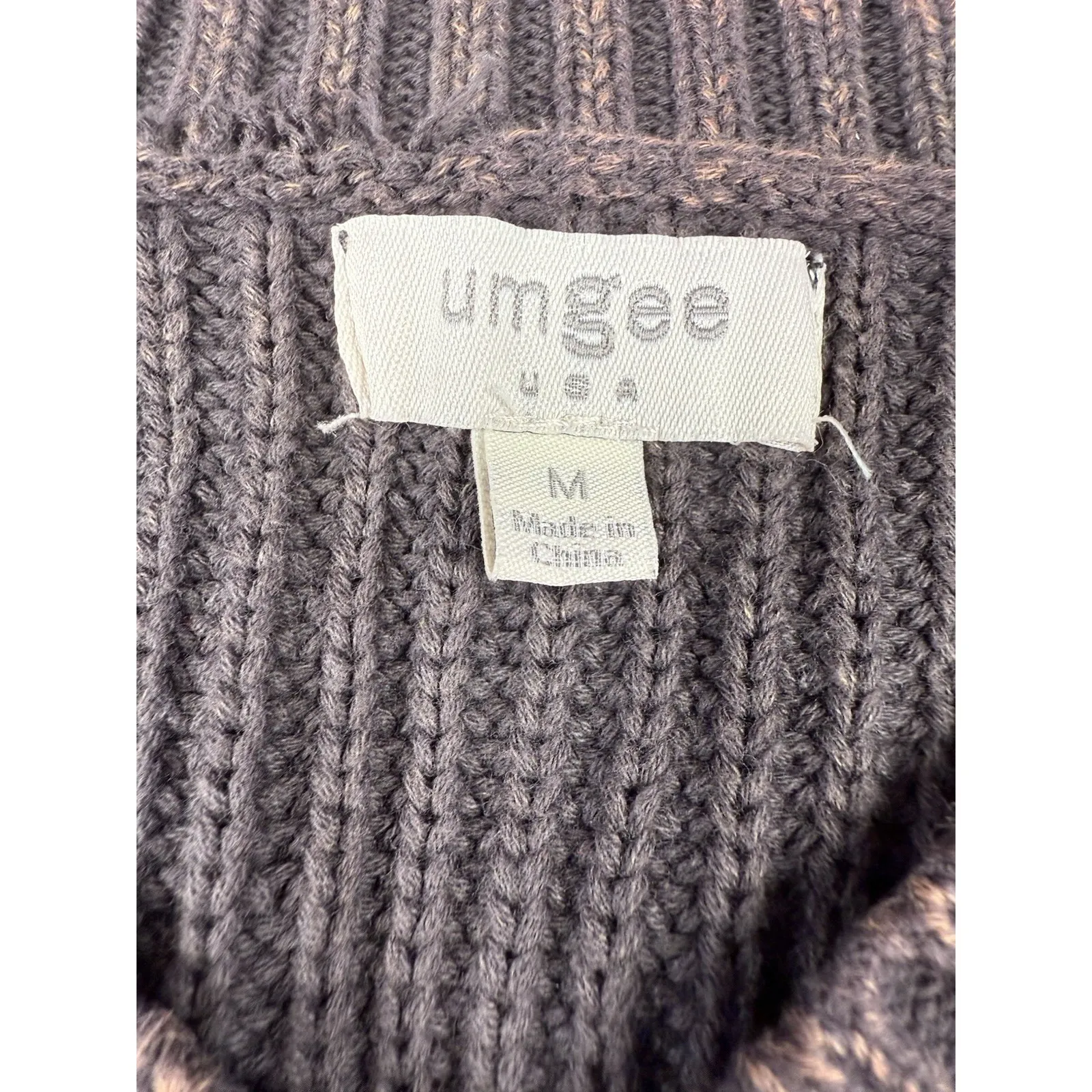 Umgee Chunky Knit Sweater Women's Medium Mineral Wash Lace-Up Shoulder Grunge - Image 9