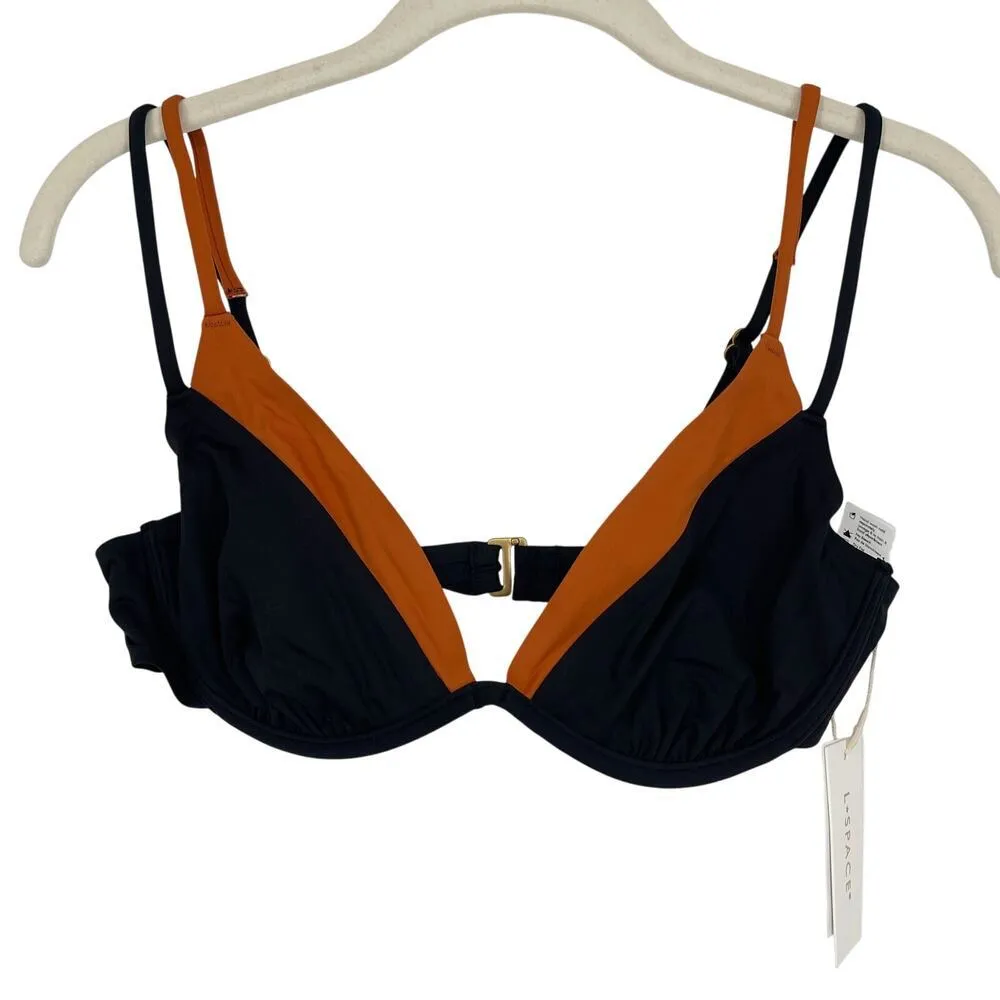 L Space Fused Zendaya Underwire Bikini Top Black Amber Size Large NEW With Tags! Orange - Image 3