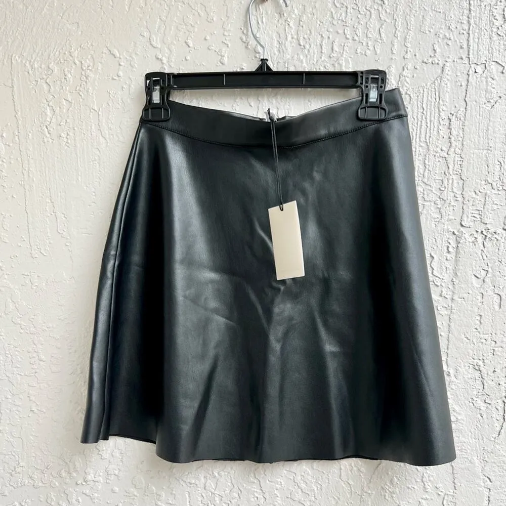 Elan vegan leather black A line mini skirt small new with tags - Image 2