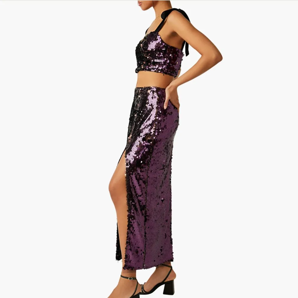NWT Star Bright Sequin Two-Piece Crop Top & Midi Skirt 2Pcs Set - Image 7