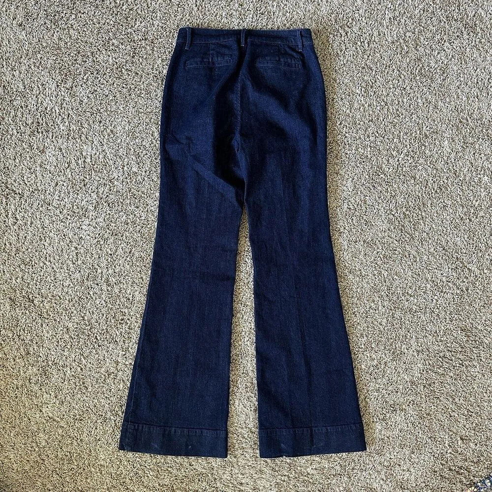 Lauren Ralph Lauren Womens Size‎ 2 Wide Leg Flare Denim Trouser Jeans Dark Wash - Image 3