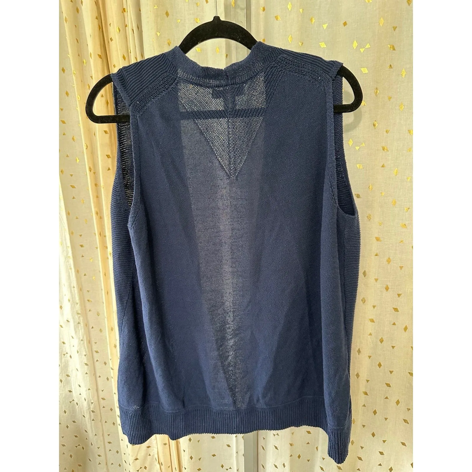 Coldwater Creek Women's Navy Mix Knit Layering Sweater Open Vest XL - Image 3