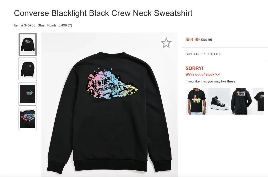 Converse blacklight black crew neck sweatshirt size m - Image 4