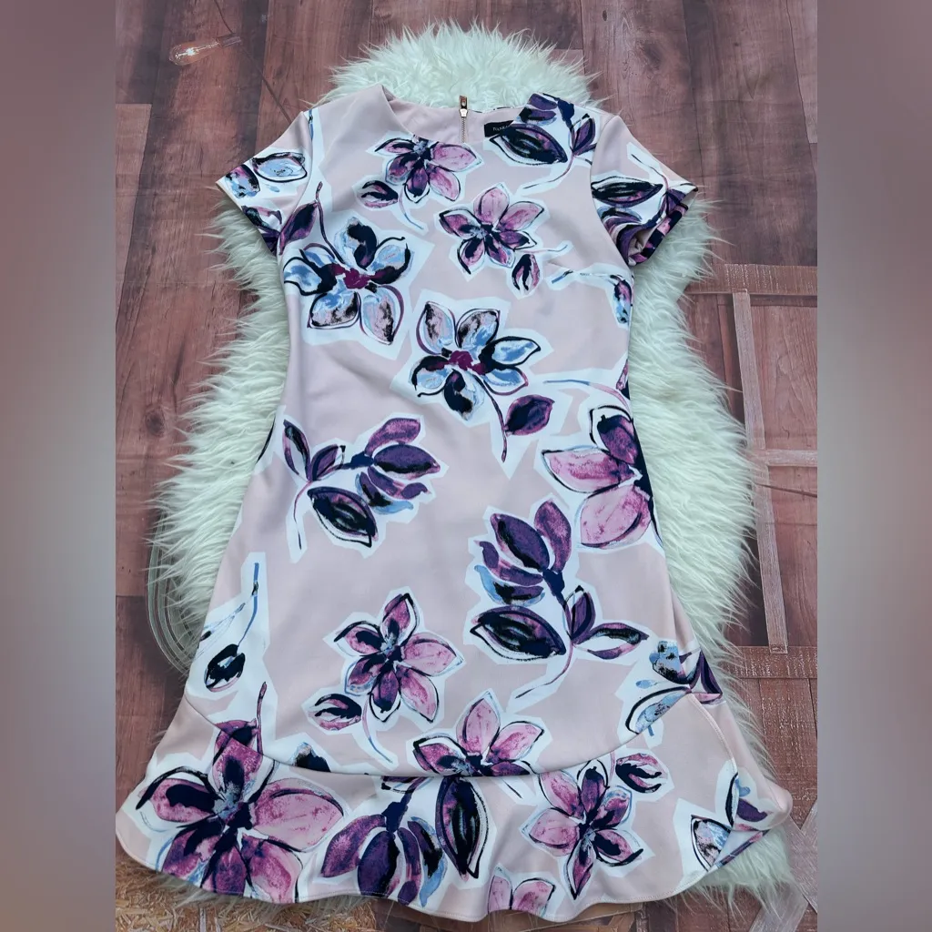 IVANKA TRUMP Floral Pink Short Sleeve Mini Dress - Image 6