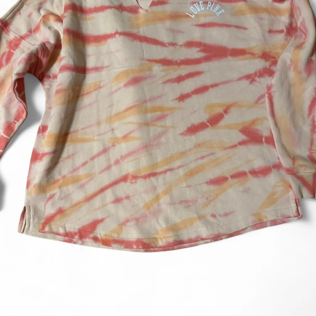 NWT Victoria’s Secret PINK Varsity Notch Crewneck - Size M - Coral Tie-Dye - Image 3