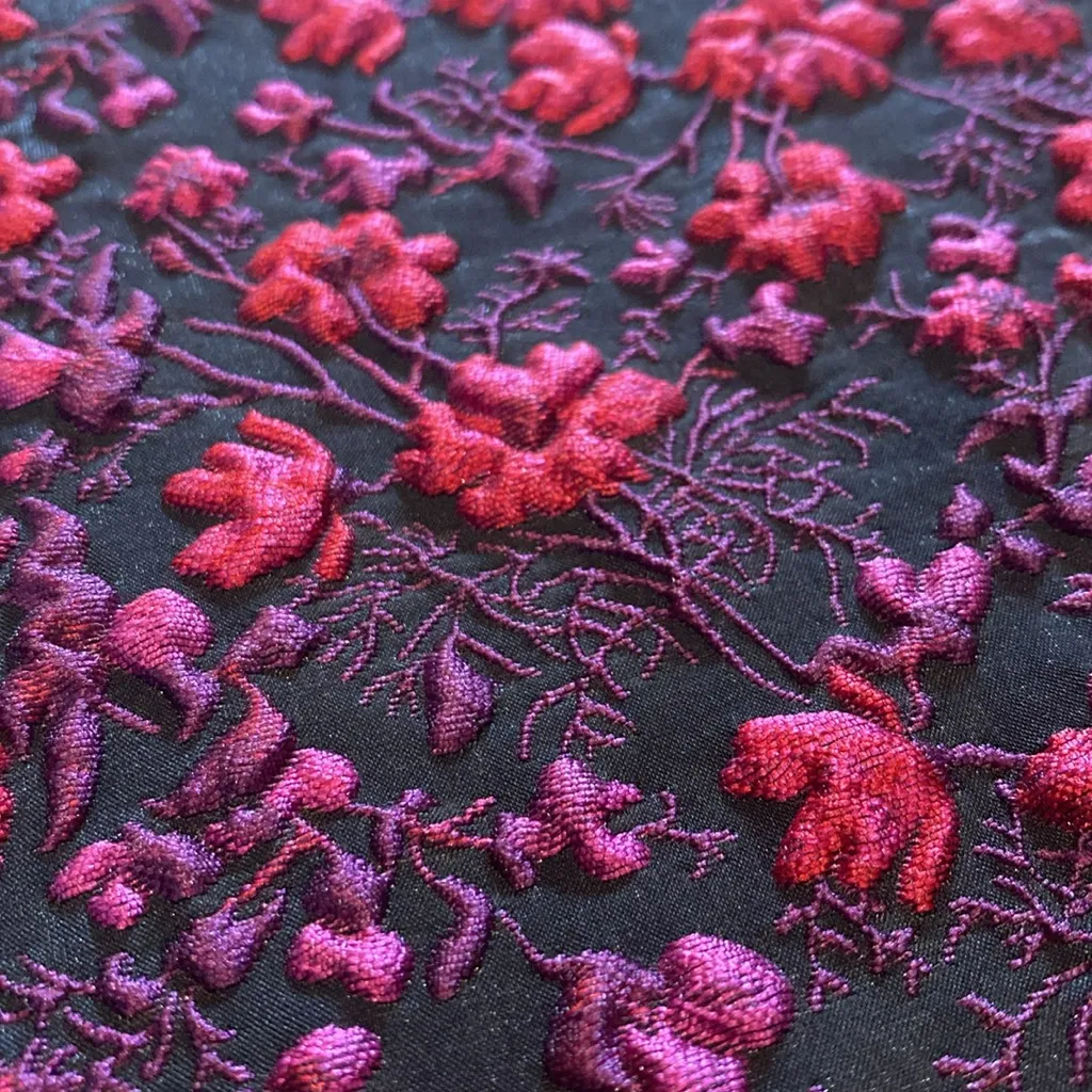 Jill Stuart Floral Off The Shoulder Dress Black Rasperberry Mauve 1055175 Size 0 - Image 4