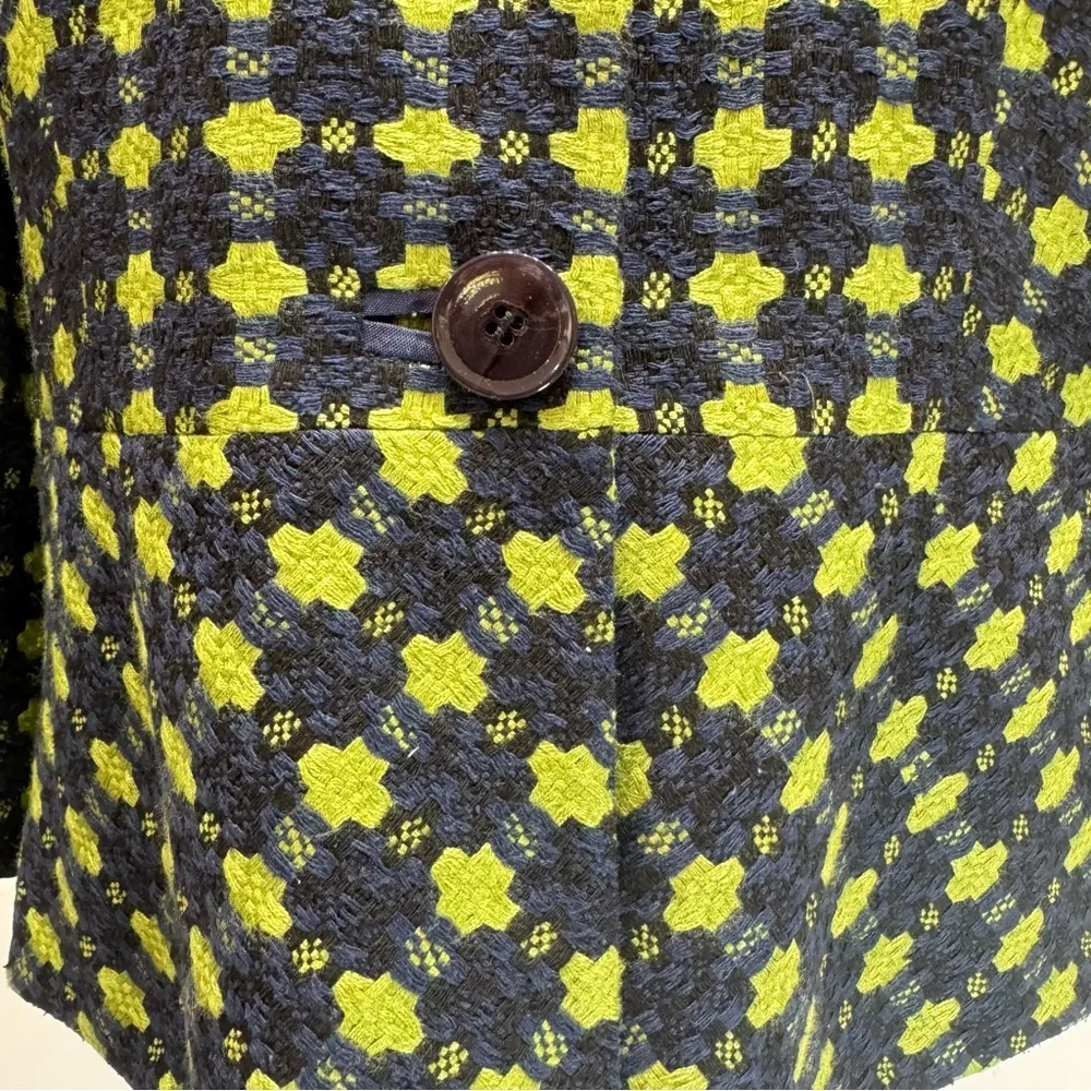 Blue Lime Green Woven Silk Blend Boucle Tweed Tailored Peplum Jacket Austin Reed Size 10 - Image 8