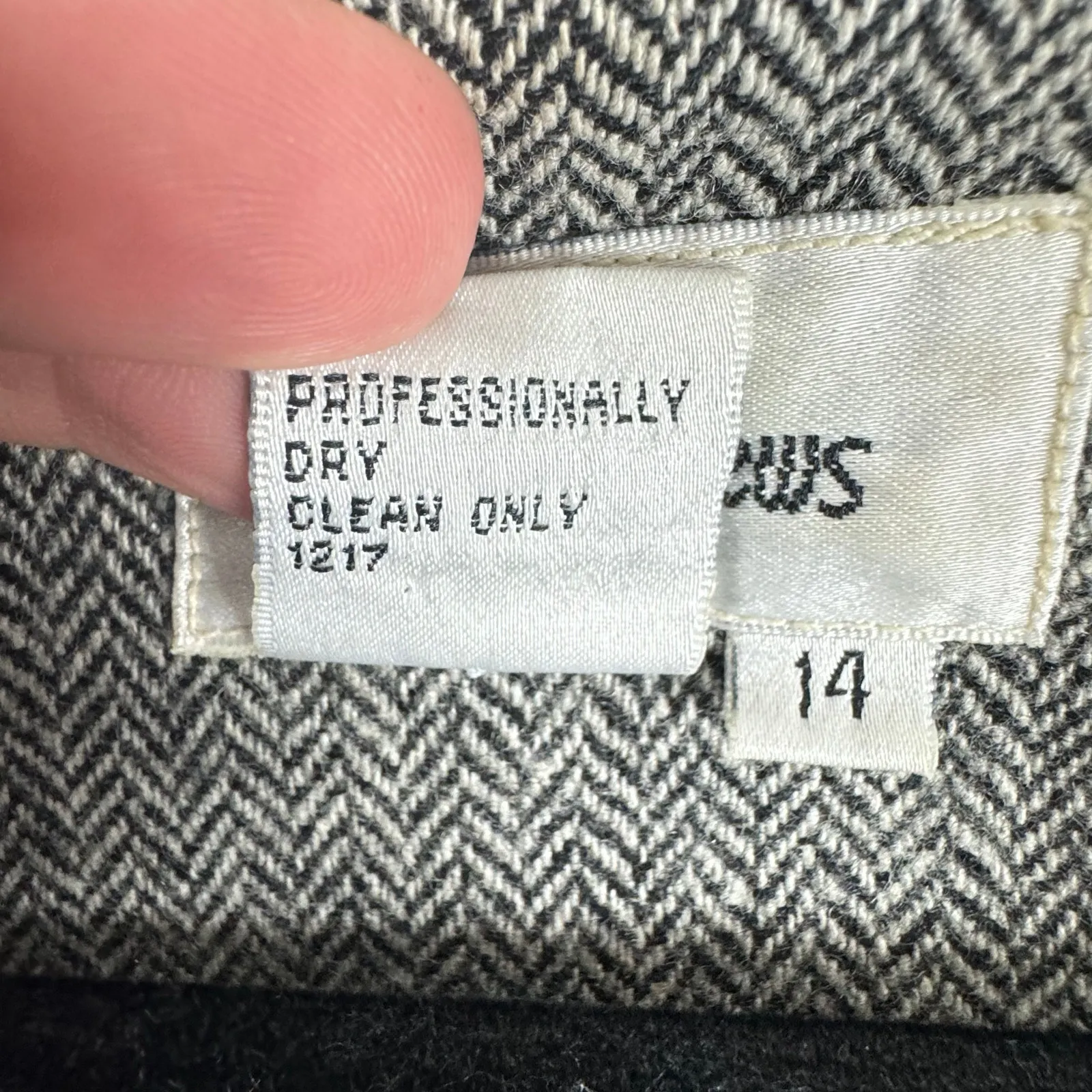 Newport‎ News Vintage Black White Chevron Wool Tweed Long Button Up Pea Coat 14 - Image 6