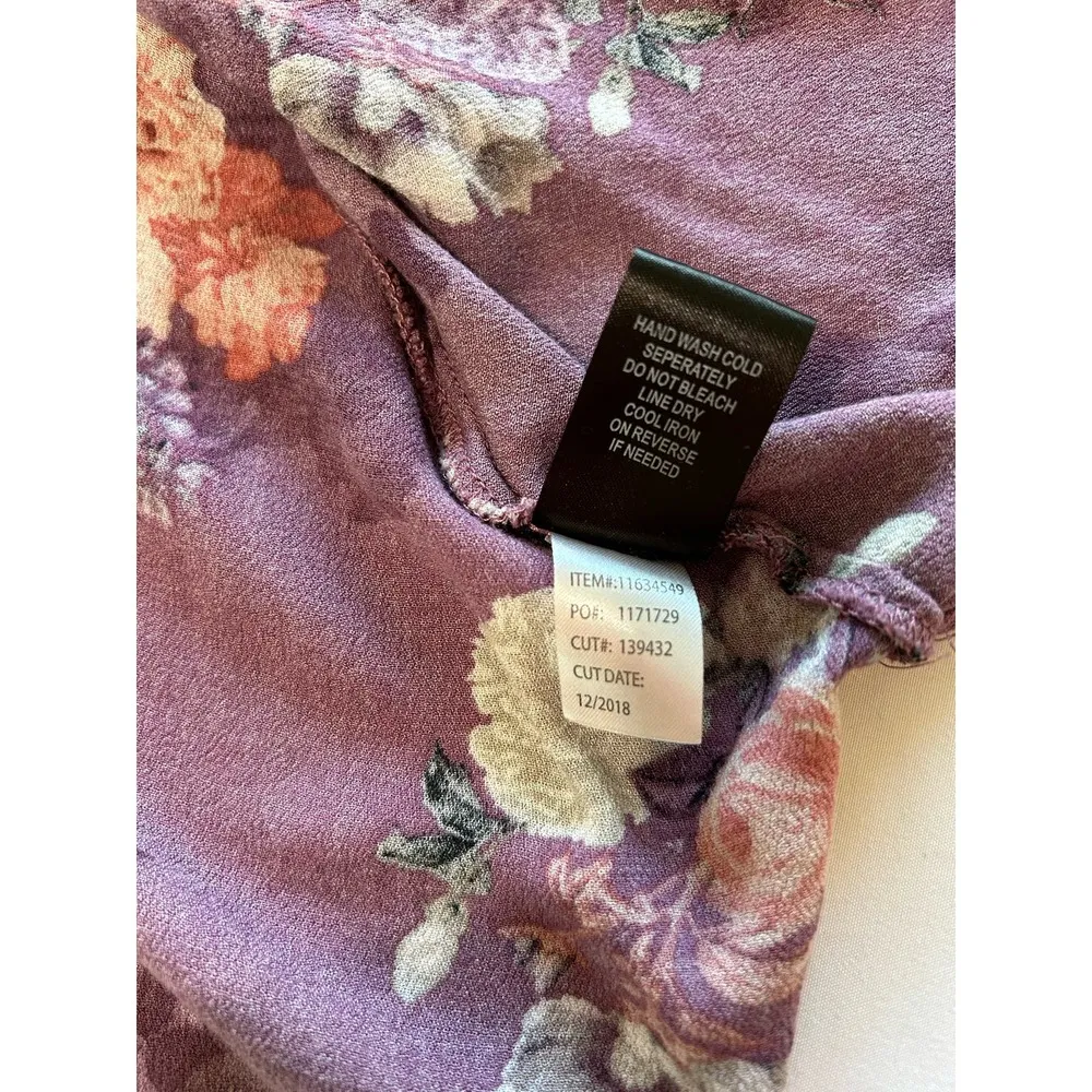 Torrid Crepe Shirttail Kimono Purple Floral Size 1X 2X Long Sleeve Summer - Image 11