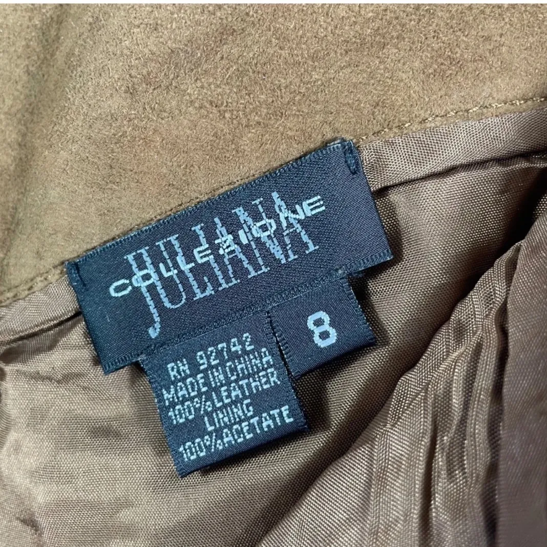 Juliana Collezione 100% Suede Leather Pants Women's 8 Brown Bootcut High Rise Tan - Image 7