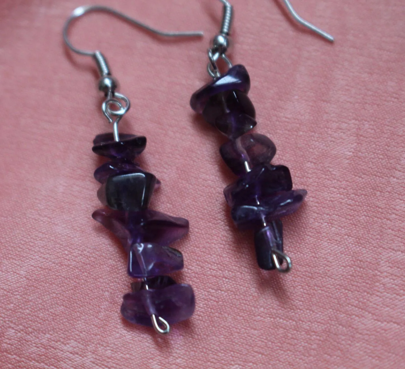 Handmade Gemstone Earrings Purple - Image 4