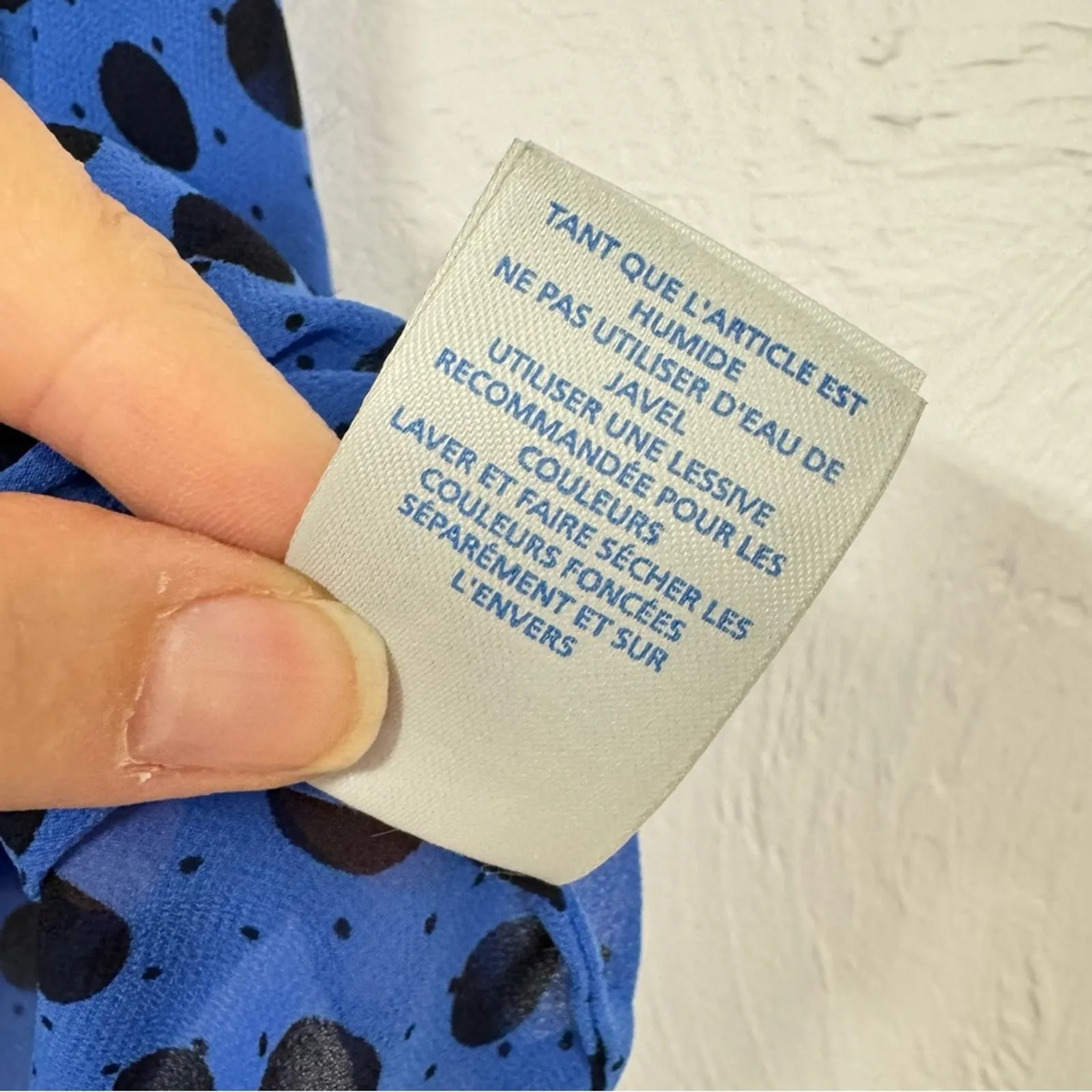 Boden Blue Black Polka Dot Blouse Womens 4 Flutter Sleeve Classic Preppy Shirt - Image 4