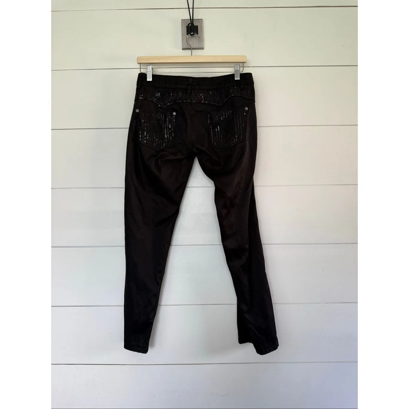 Versace  Women’s 29 Black Sequin Pants Ankle Y2K 2000s - Image 3