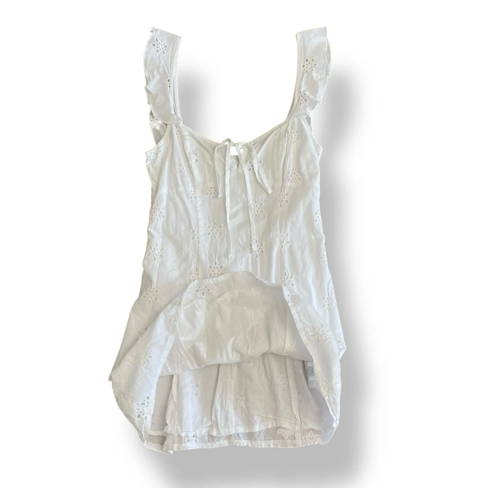 White Fox White Summer Crush Mini‎ Dress Size Small Ruffled Frill Sleeve - Image 7