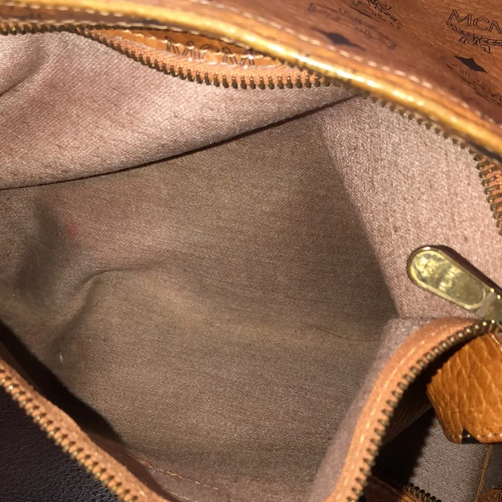 MCM Cognac Vicetos Heritage Top Zipper Closure Shoulder Bag Authentic EUC - Image 3