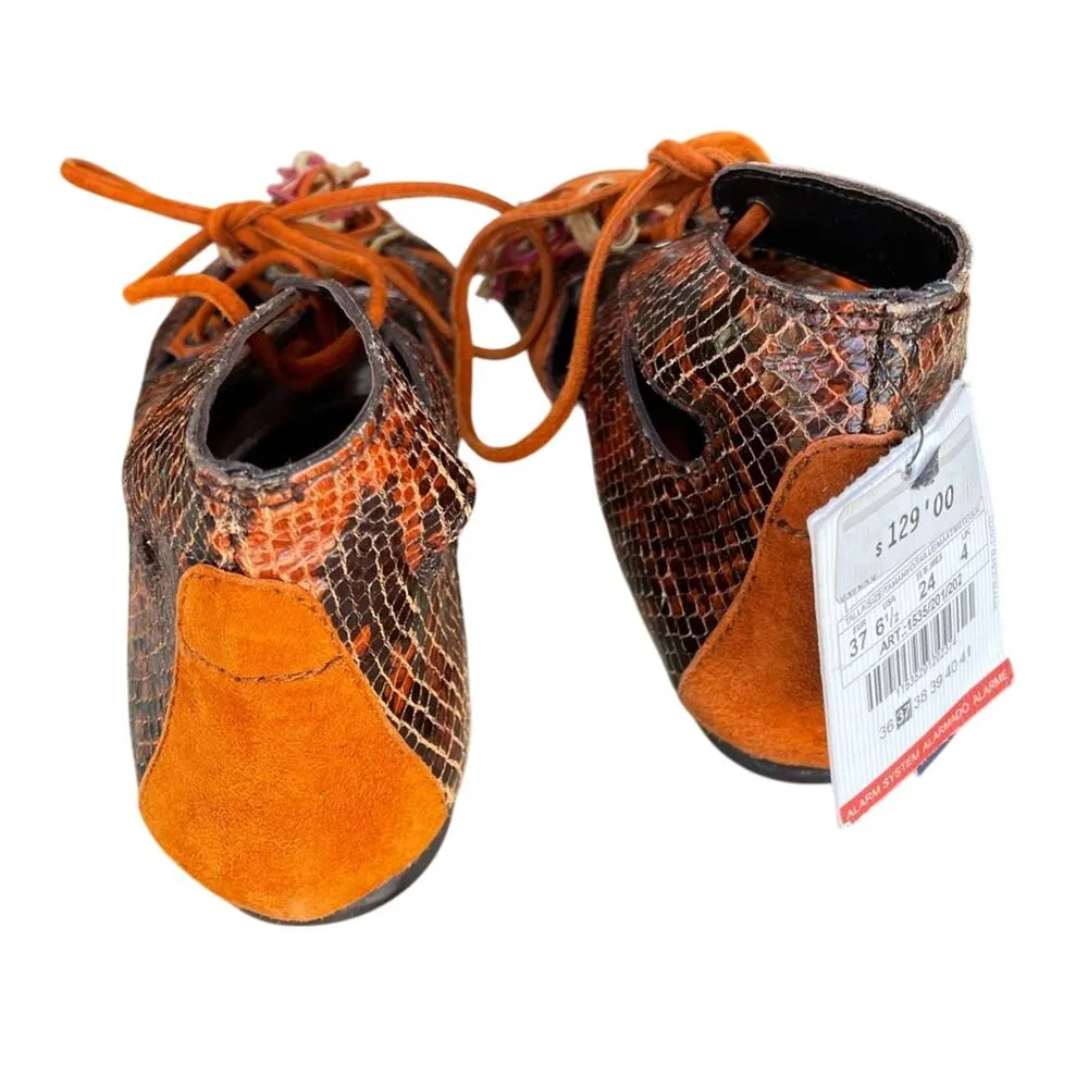 Zara Women Snakeskin Leather & suede with Tassel Lace Up Sandals New size 37/6.5 - Image 3