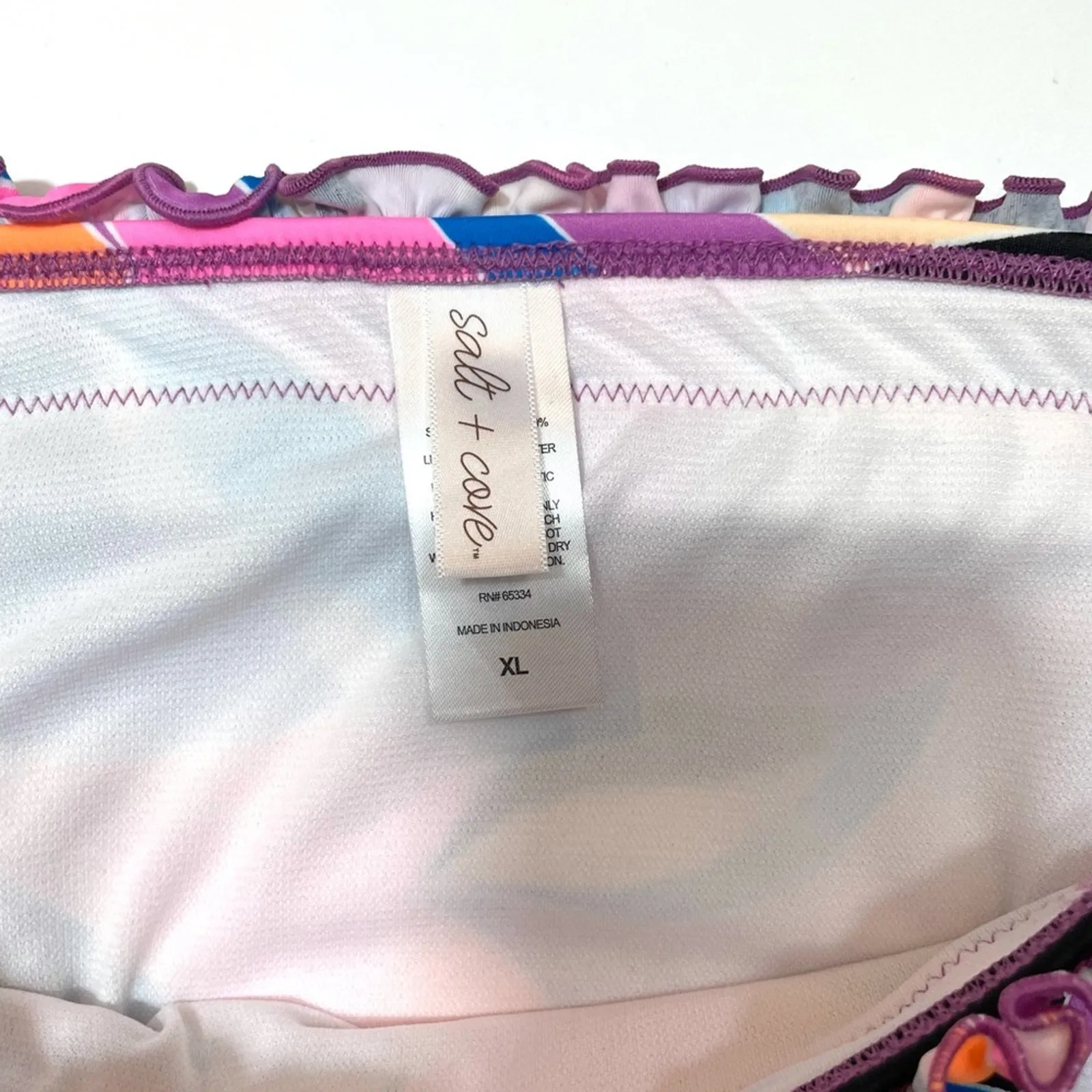 Salt+Cove smocked multicolor bikini swim bottom Purple Size XL - Image 5