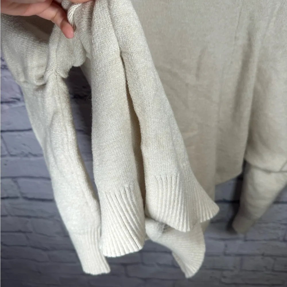 Grade & Gather Asymmetrical Sweater Womens Small Cream Knit Mock Neck Wool Blend - Image 7