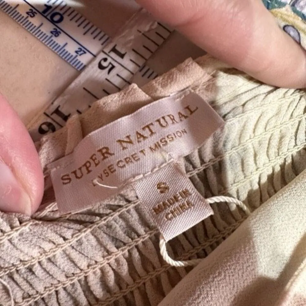 NWT Secret‎ Mission Janice Top Only Floral Smocked Pink Ruffle Strap Small pink - Image 12