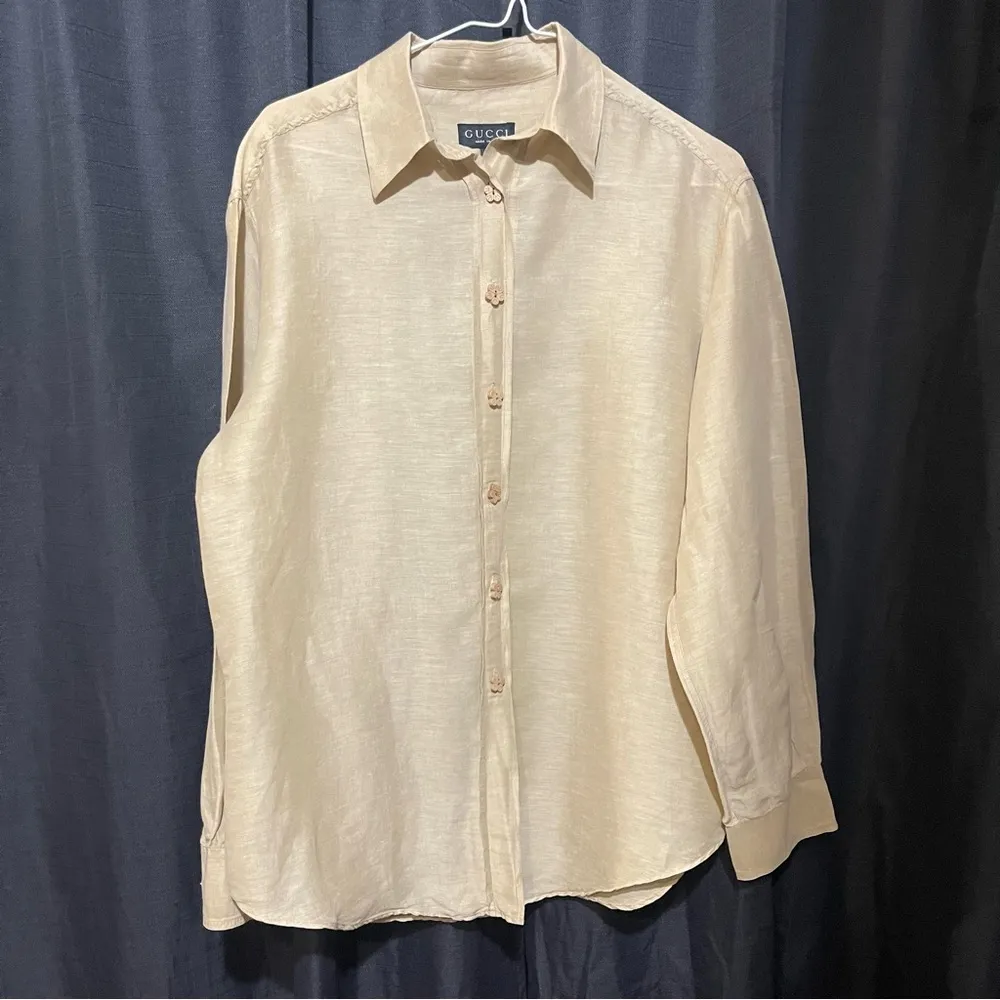 Gucci Authentic Vintage 1990's Cream Button-Up Shirt Zamasport for Gucci - Image 5