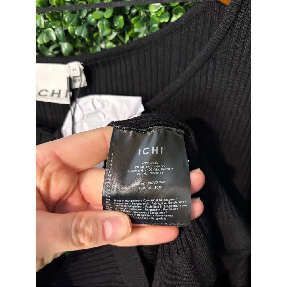 ICHI NWT BLACK TIE FRONT LONG SLEEVE TOP SZ MEDIUM - Image 4